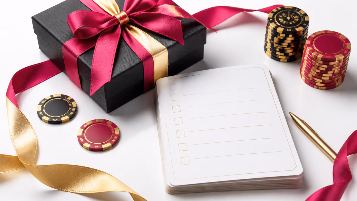 Illustration bonus DelOro Casino avec coffret et conditions à vérifier